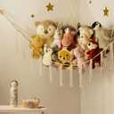 Stuffed Animal Storage Hammock or Net Corner - Large Toy Hammock Net for Stuffed Animals Room Decor - Cute Stuff Animal Organizer Plush Holder - Kids Baby Nursery Essentials Wall Bedroom Home Decor