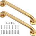 Shower Grab Bar, 2 Pack 16 Inch Gold Bathroom Grab Bar, 1.25" Diameter 304 Stainless Steel Anti-Slip Grab Bars for Bathtubs and Showers, Handicap Shower Grab Bar for Seniors Elderly
