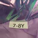 Girl Waterproof Long Coat Winter Puffer Jacket Kid Metallic Shiny Hooded Clothes (6-7 Years, Purple)