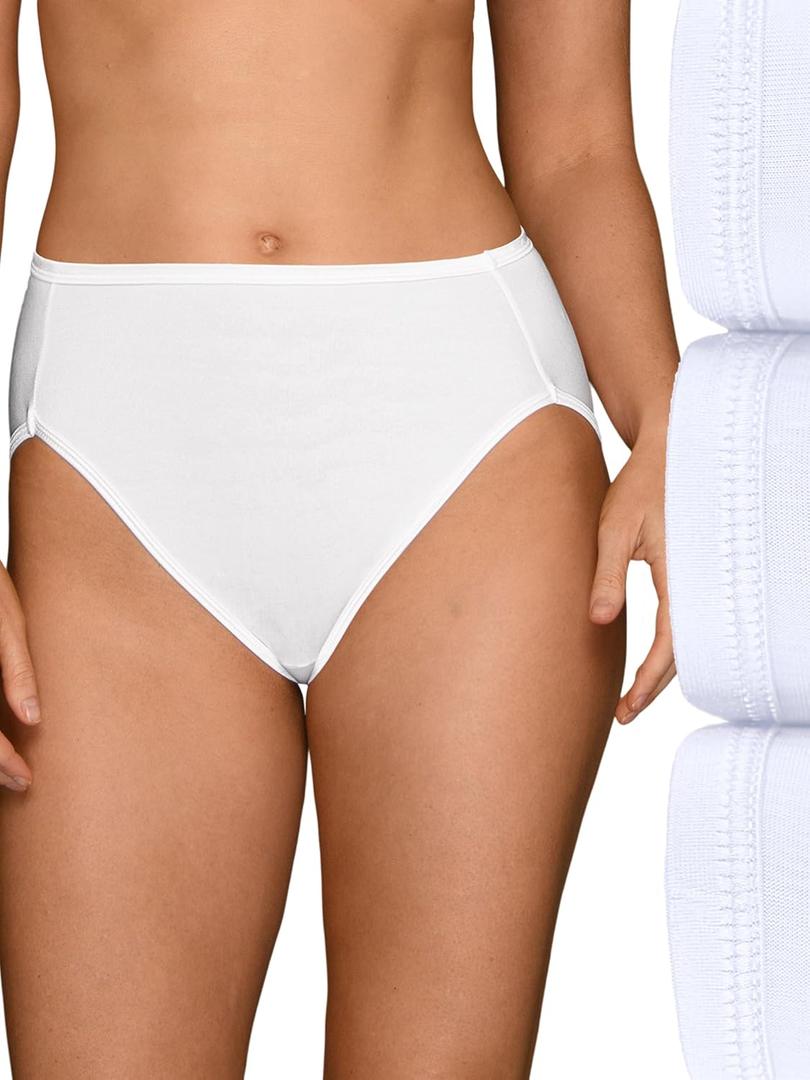 Vanity Fair Women's Illumination Hi Cut Panties, Silky Stretch & Satin Trim 10/3XL