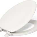 KOHLER Stonewood Quiet-Close, Elongated Toilet Seat Soft Close, Durable Wood, Easy Installation, Universal Fit, Home Essentials, Biscuit Finish, K-20466-96