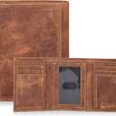 Tri fold Leather Wallet for Men with RFID | Slim Wallets for Men with 1 ID and 6 Credit card slots | Front Pocket Minimalist