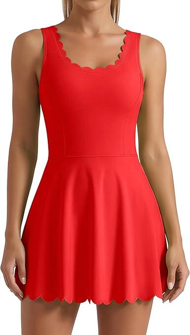 ATTRACO Women Tennis Dress with Shorts Workout Golf Skirts with Pockets Athletic Dresses Small