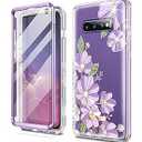 SURITCH for Upgraded Samsung Galaxy S10 Case, [Built-in Anti-Scratch Screen Protector] [Dual-Layer Protection] 360°Full Protection Shockproof Protective Phone Case Fit Cover 6.1 Inch - Purple Cosmos