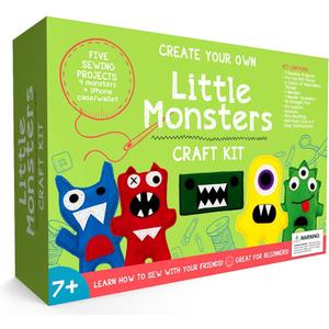 Little Monsters Beginners Sewing Kit - Awesome Gift for Girls & Boys Ages 7 to 13, Best Educational Craft Kit & Toys for Kids