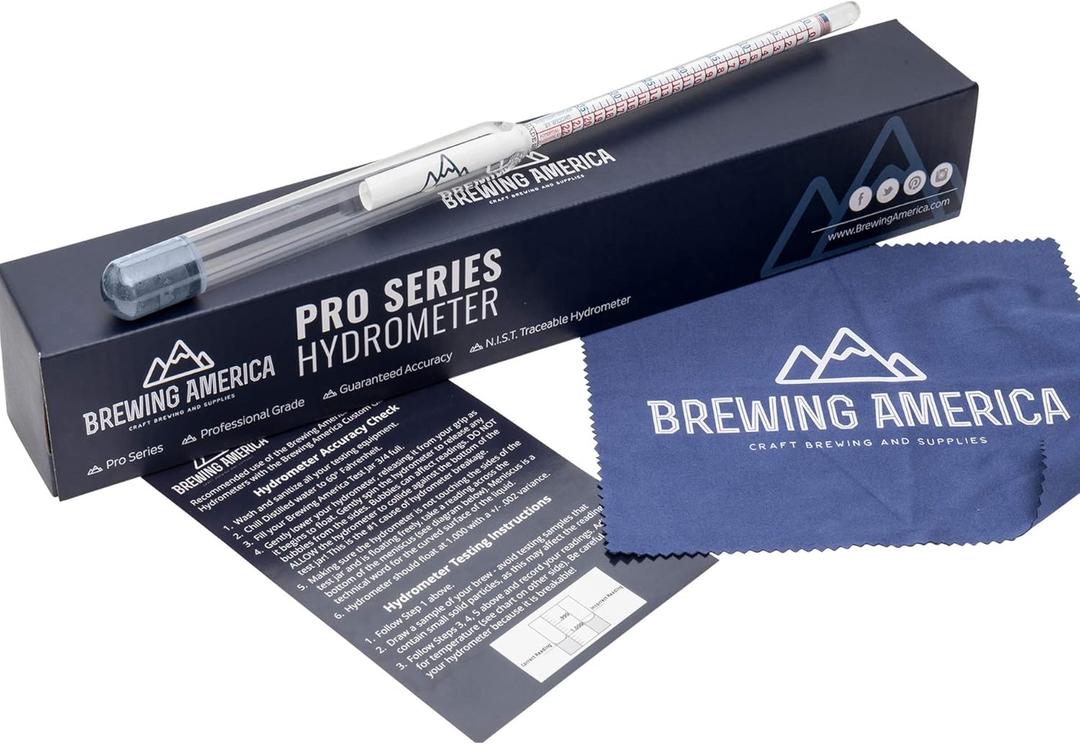 Brewing America American-Made Specific Gravity Hydrometer Alcohol ABV Tester - Pro Series Fermentation Testing Homebrew: Beer, Cider, Mead - Triple Scale Hydrometer