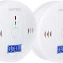 2 Packs Carbon Monoxide Detectors Carbon Monoxide Alarm CO Alarm Detector Monitor with LED Digital Display Battery Operated