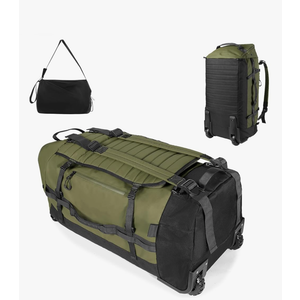 86L 30” Folding Duffle Backpack with 2 Wheels,Travel Bag with Separate Shoe Compartment,Army Green