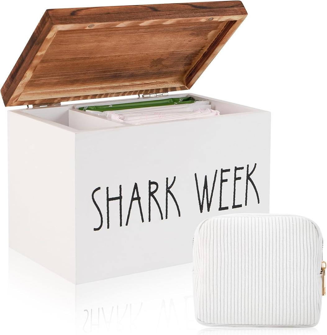 Tampon Holder for Bathroom,Feminine Products Organizer,Shark Week Tampon Storage,Tampon Dispenser,Farmhouse Bathroom Storage Container,Bathroom Accessories Box for Girl Stuff
