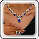 Brishow Green Necklace and Earring Set Rhinestone Formal Wedding Jewelry Sets for Women (blue and gold)