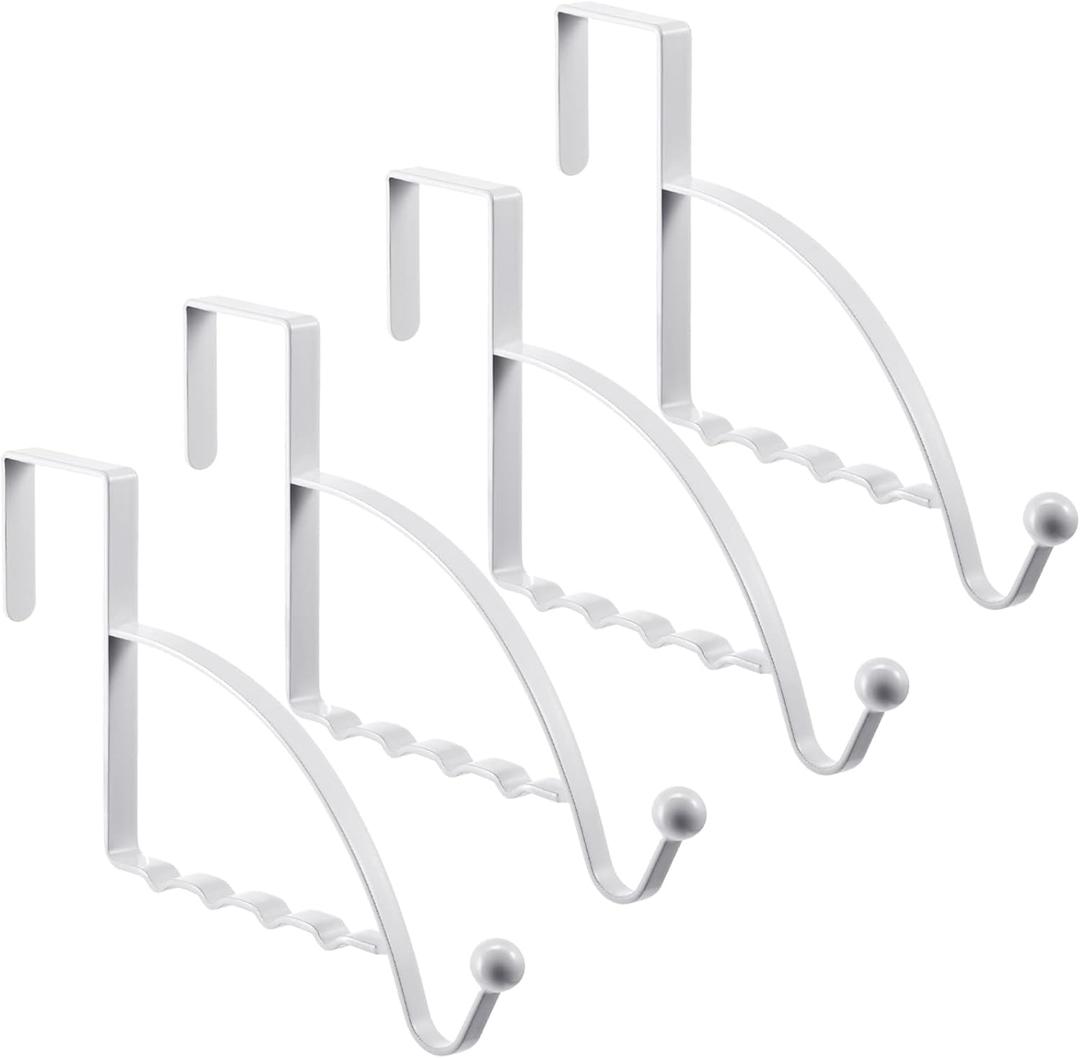 Hotop 4 Pieces Over The Door Hooks Hanger Multi Hanging Storage Organizers Valet Hooks for Coats Clothes Hoodies Hats Scarves Purses Keys Bath Towels Robes and More(White)