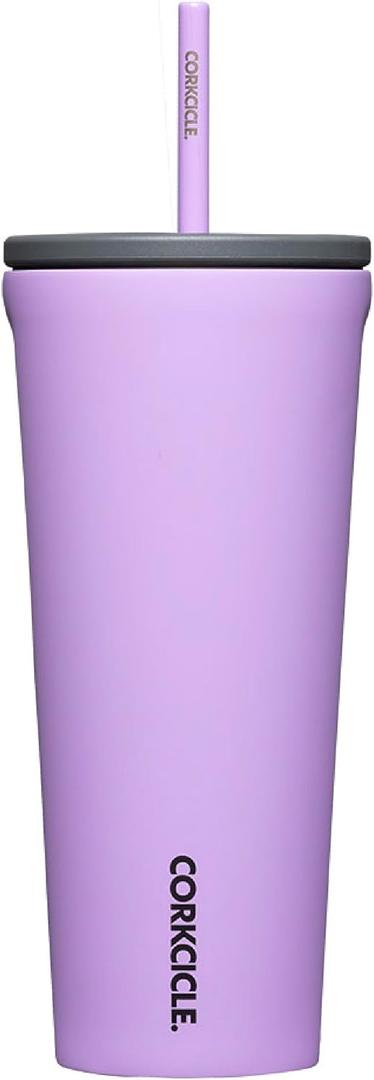 Corkcicle Cold Cup Insulated Tumbler with Lid and Straw, Sun-Soaked Lilac, 24 oz – Reusable Water Bottle Keeps Beverages Cold for 12hrs, Hot 5hrs – Cupholder Friendly Tumbler, Lid for Flexible Sipping, Purple