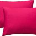 iMaylex Soft 100% Egyptian Cotton Zipper Closure Pillowcases, Cozy and Lightweight Pillow Case, Set of 2, Fuchsia, Standard, 20" x 26"