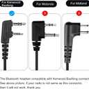 Walkie Talkie Wireless Earpiece with PTT Mic Speaker, Hands-Free Headset with Noise Cancelling Mic, Compatible with BaoFeng uv-k5 Kenwood Btech Radios & More(Not Compatible with Motorola/Midland)