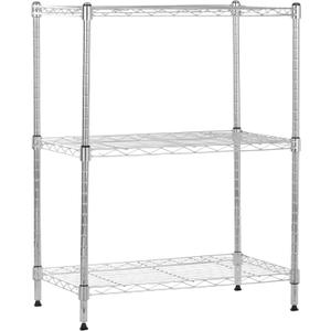 Amazon Basics 3-Shelf Adjustable Heavy Duty Steel Wire Shelving Rack with Chrome Finish, No-Tool Assembly, 250 lbs per Shelf, 23.2" L x 13.4" W x 30" H