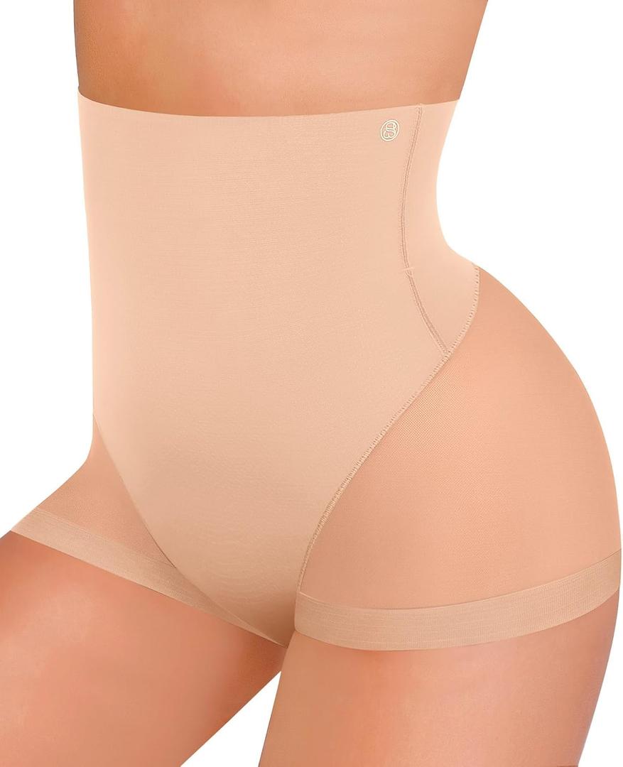 SHAPELLX Tummy Control Shapewear Underwear for Women Body Shaper Panty High Waisted Compression Girdle (Nude Beige Small)