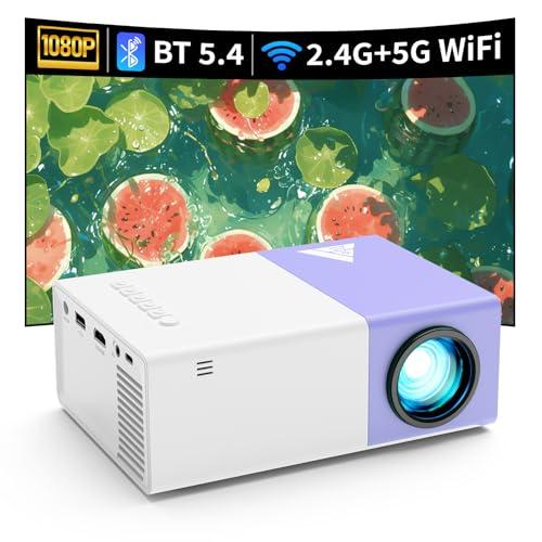 KHQ Mini Projector with WiFi - Portable 1080P HD Movie Projectors, Outdoor Compatible with Phone/Tablet/Laptop/TV Stick- Purple White