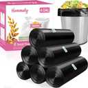 4 Gallon 180pcs Small Black Trash Bags Strong Garbage Bags,Bathroom Trash Can Bin Liners, Plastic Bags for Bedroom, Waste Basket Liner, Fit 12-15 Liter, 3.5,4,4.5 Gal(4G-Black)