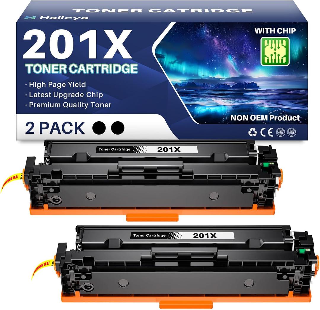 201X Toner Cartridge Replacement Compatible for HP 201X CF400X 201A CF400A Works with Color LaserJet Pro MFP M277dw M277c6 M252dw M252n M252 M277 M277n 277dw Printer (2 Black)