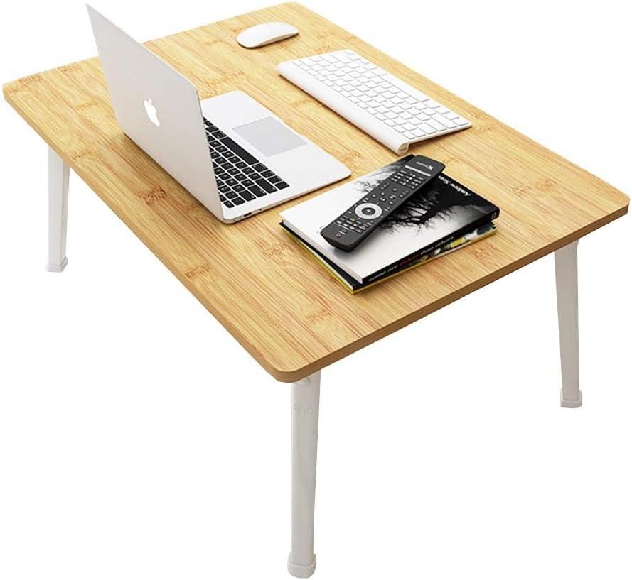 Foldable Laptop Desk for Bed, Bed Laptop Table, Foldable Portable Lap Bed Tray, 23.6 Inch Floor Table for Drawing Reading and Writing, Bamboo
