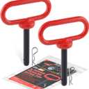 2Pack Hitch Pin, 1/2 x 3 Inch Trailer Hitch Pin with Clip and Rubber-Coated Handle, Strong Heavy Duty Lawn Mower Hitch Pin for Mowers, Tractor Truck, Towing Cargo, ATV (Red)