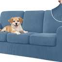 CHUN YI 7 Piece Couch Covers Sofa Covers Washable, Stretch Sofa Slipcover for 3 Cushion Couch with Seperate Backrest and Cushion Covers, Anti Slip Furniture Protector for Dogs Pets (Large, Denim Blue)