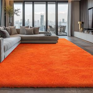 Boshengya 9X12 Large Area Rugs for Living Room Bedroom,Big Shag Rug for Bedroom Dorm,Soft Fluffy Indoor Carpet Nursery Rugs for Kids Girls Room Home Decor (Orange)