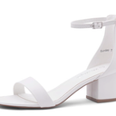 Herstyle Women’s Low Heels – Open Toe Chunky Block Heeled Sandals with Ankle Strap | Comfortable Dressy Short Heels for Prom, Wedding, Party & Office 7 White