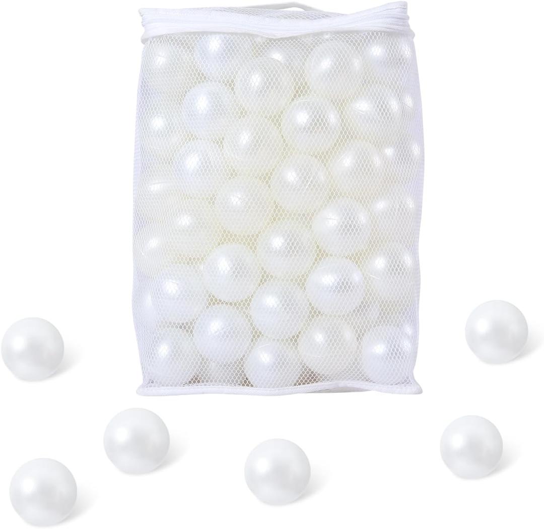 Ball Pit Balls for Kids, Plastic Refill 2.2 Inch Balls, 100 Pack, Bright Colors, Phthalate and BPA Free, Includes a Reusable Storage Bag with Zipper