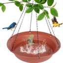 Hanging Bird Bath, Hanging Bird Water Feeder for Outdoors, Feeder Bowl, 1 Pack Birdbath Tray Accessories for Outside, Plastic Birdbaths Tray for Garden Patio Decoration (20", Terra Cotta)
