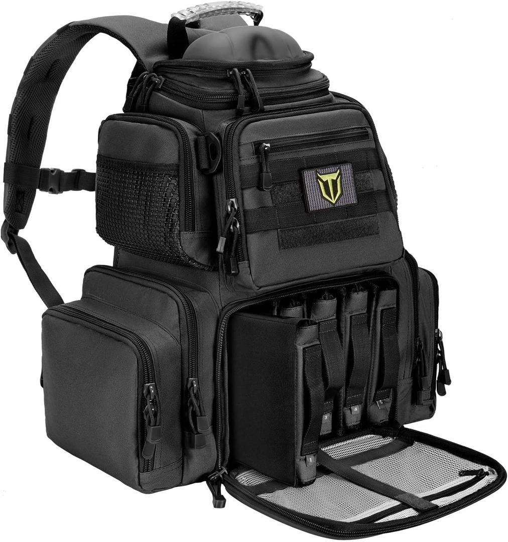TIDEWE Tactical Range Backpack Bag for Gun and Ammo with Pistol Case (Black)