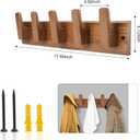 Wood Coat Rack Wall Mount with 5 Hooks, 17'' Hole to Hole Wall Coat Rack for Hanging Coat Jacket Backpack, Natural Wall Coat Hook