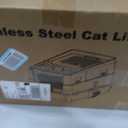 XXL Stainless Steel Litter Box with Lid, Enclosed Metal Cat Litter Box, High Sides Anti‑Splash Cat Toilet, Easy Clean Rustproof Stainless Steel Litter Pan for Large Cats Multiple Cats