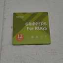 Rabenda 12 Pcs Rug Tape, Non Slip Rug Pads Grippers for Hardwood Floors and Tiles, Reusable Carpet Tape for Area Rugs, Double-Sided Adhesive Rug Stickers Keep Corners Flat (Black)