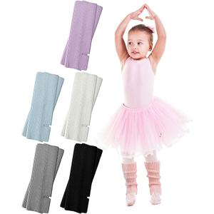 Vabean 5 Pairs Dance Leg Warmers for Kid Girl Toeless Ballet Leg Warmer Knit Ankle Warm Socks for Dance Ballet(Classic Color)