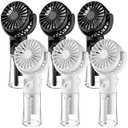 ZeahVeyora 6 Pack Handheld Portable Misting Fan 4 Speeds Rechargeable Battery Operated Fan with Water Sprayer Mini Personal Cooling Fans for Outdoor Travel Makeup Home Office Camping(Black,White)