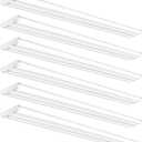 ANTLUX Ultra Slim 4FT LED Wraparound Light, 50W 4 Foot Shop Lights for Garage, No Glare, 5600LM, 6000K, Compact Flush Mount Ceiling Fixtures for Kitchen Workshop, Fluorescent Tube Replacement, 6 Pack (Frosted Diffuser)