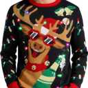 Goodstoworld Men/Women Light Up Knitted Ugly Christmas Sweater with Multi-Colored Led Flashing Lights (Large, Reindeer 07)
