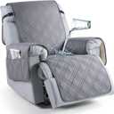 TAOCOCO 100% Waterproof Recliner Chair Cover, Small Recliner Covers for Recliner Chair with Pocket, Non Slip Reclining Chair Cover Furniture Protector for Kids, Pets(20'', Gray) (Grey)