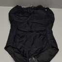 Eomenie Women One Piece Tummy Control Swimsuit Halter Scallop Trim Bathing Suits 1 Piece Vintage Ruched Slimming Swimwear (Medium, Black)