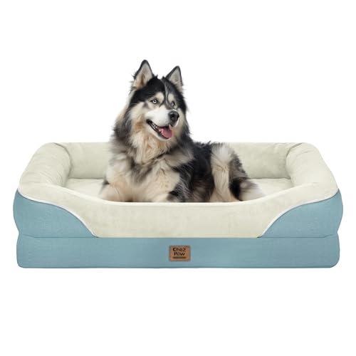 Chez Paw XXL Orthopedic Dog Bed for Extra Large Dogs, Extra Thick Egg-Crate Foam Waterproof Pet Couch with Removable Washable Cover, 4-Sided Bolster & Non-Slip Bottom, Brown 45"x35"x7.5"