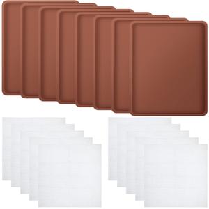 8 Pcs Silicone Dehydrator Mats 10 Pcs Mesh Screen Dehydrator Sheets Nonstick Reusable Fruit Dryer Trays for Jerky Fruit Herbs Flax Crackers Crust Tray