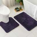MIULEE Dark Purple Bathroom Rugs, Soft Absorbent Microfiber Bath Rugs Non Slip Quick Dry Fluffy Bath Mats for Bathroom Floor Tub Showers, Machine Washable, 20x30 Inch