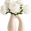 Cream White Ceramic Vase for Pampas, Boho Shelf & Table Decor | Holds Dried Stems and Faux Florals - Sculptural Accent for Mantel, Console and Entryway