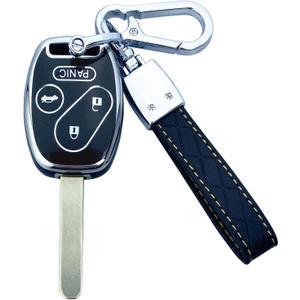 Key Fob Cover Case Compatible with Honda Accord Civic Cr-V Cr-Z Fit Odyssey Crosstour Accessories (Black)