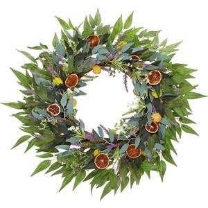 24 Inches Large Fall Wreath for Front Door, Artificial Eucalyptus Wreath