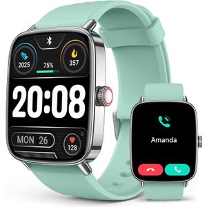 2025 Smart Watches for Men Women, 1.85" AI Voice Smartwatch, 24/7 Heart Rate Monitor, Stress/SpO2/Sleep Tracker, IP68 Waterproof, Weather, 100+ Sports Fitness Tracker for Android iOS Green