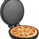 VEVOR Pizza Oven, 12 in Electric Pizza Maker, 1200W Electric Pizzas Cooker with Non-Stick Coating, 180° Open for Dual Side Baking, Heats up to 410 ˚F, Multi-Function Cooking, for Pizzas, Barbecue, Black