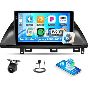 [4+128GB] Android 15 Car Stereo for Honda Odyssey 2005-2010 with Wireless CarPlay Android Auto,10.1" Screen Car Radio with Bluetooth GPS WiFi FM/RDS DSP EQ SWC Backup Camera