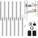 Thyle Set of 4 Wire Shelving Poles Including 12 Pcs 18'' Poles and 50 Pcs Shelf Clips, Heavy Duty Chrome Commercial Wire Shelving Parts for 1" Post Shelf Rack Accessories Replacement(54")